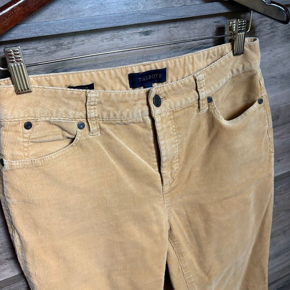 Talbots 4 Yellow Corduroy Heritage Pants Fall Luxury Boho Hippie Preppy Boardwal - Picture 4 of 9